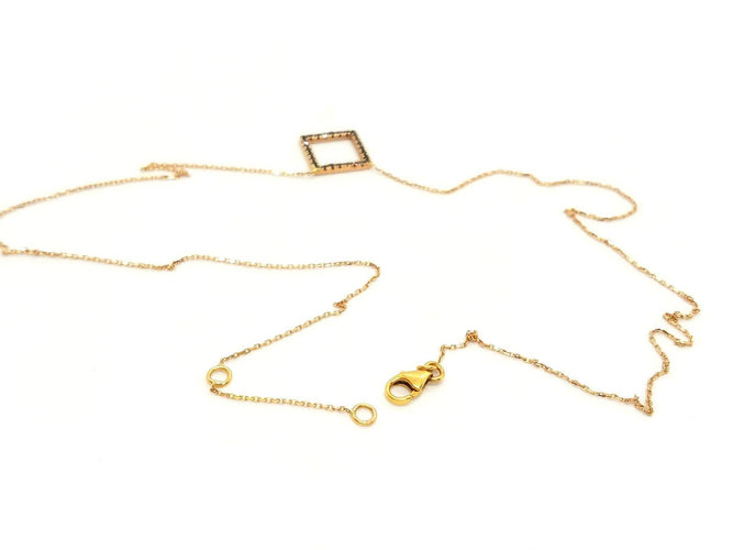 Collier Collier motif carré en or rose 18 carats et diamants noirs 58 Facettes 579210RV