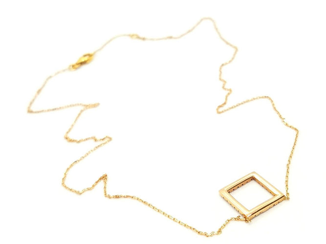 Collier Collier motif carré en or rose 18 carats et diamants noirs 58 Facettes 579210RV