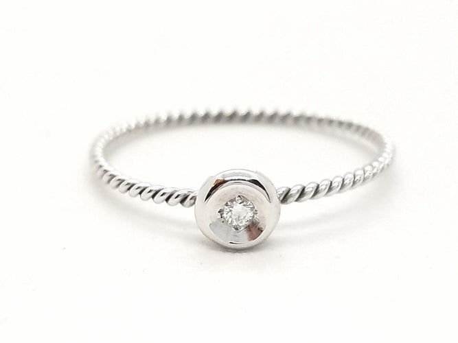 Bague 54 Bague en or blanc 18 carats avec diamant brillant 0,03 ct 58 Facettes 579277RV