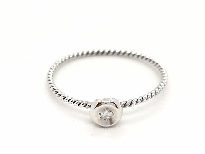 Bague 54 Bague en or blanc 18 carats avec diamant brillant 0,03 ct 58 Facettes 579277RV