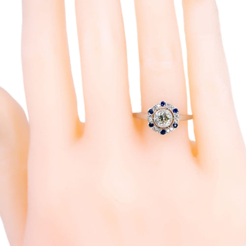 Bague 54 Bague Art déco en platine avec diamants et saphirs 58 Facettes 826F28F7DFB54661AFC946395CC3E036