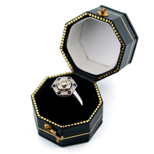 Bague 54 Bague Art déco en platine avec diamants et saphirs 58 Facettes 826F28F7DFB54661AFC946395CC3E036
