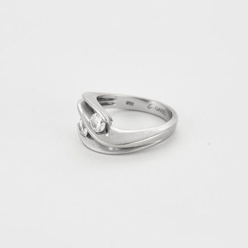 Bague 54 Bague jonc or gris 2 diamants 58 Facettes GU61