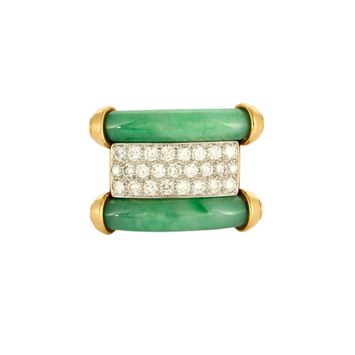 DAVID WEBB - Bague cocktail Or Jaune Jade et Diamants 58 Facettes