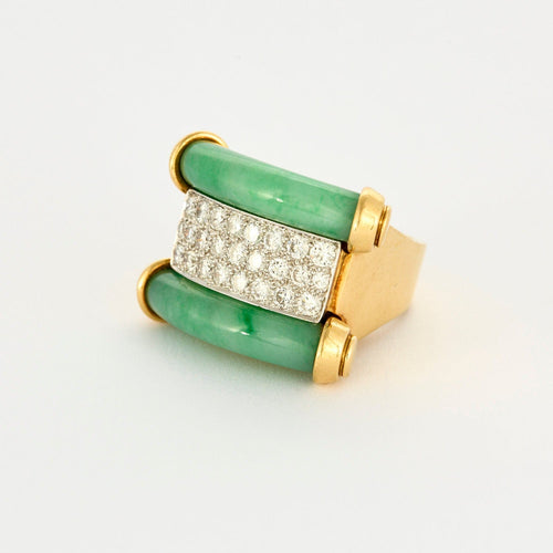 DAVID WEBB - Bague cocktail Or Jaune Jade et Diamants 58 Facettes