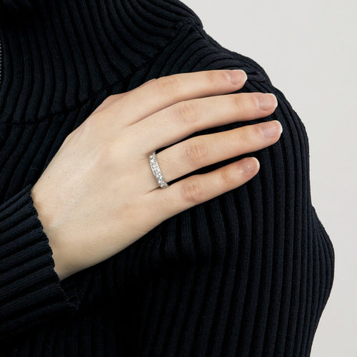 Bague 52.5 Bague alliance demi-tour en or blanc 18k et diamants 58 Facettes BO/240003/