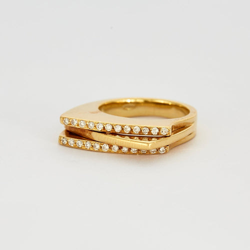 Bague 52 Bague moderniste en or jaune et diamants 58 Facettes DV0090-3