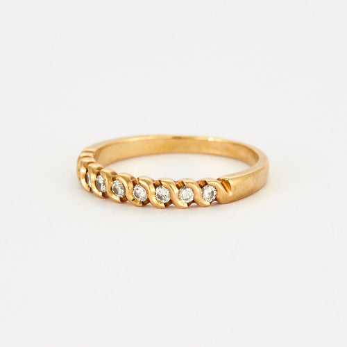 Bague 56 Alliance demi-tour or jaune et diamants 58 Facettes DV0599-1