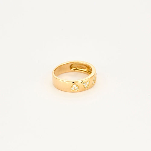 Bague 49 Bague bandeau cœurs en or jaune 18 carats sertie de diamants 58 Facettes 1