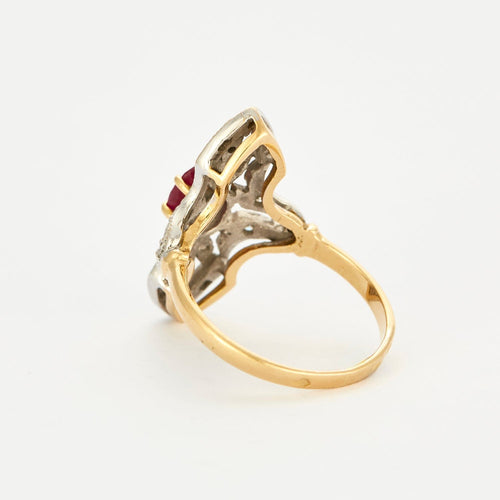 Bague 53 Bague marquise - Rubis et diamants 58 Facettes DV0608-7