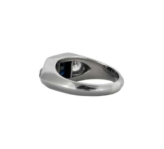 Bague 54 Bague vintage sertie d’un saphir en or blanc 18 carats et diamants 58 Facettes BO/230003/