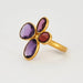 Ring 52 Claire de Divonne- “Fleur” ring in yellow gold with amethysts and garnets. 58 Facettes DV3020-9
