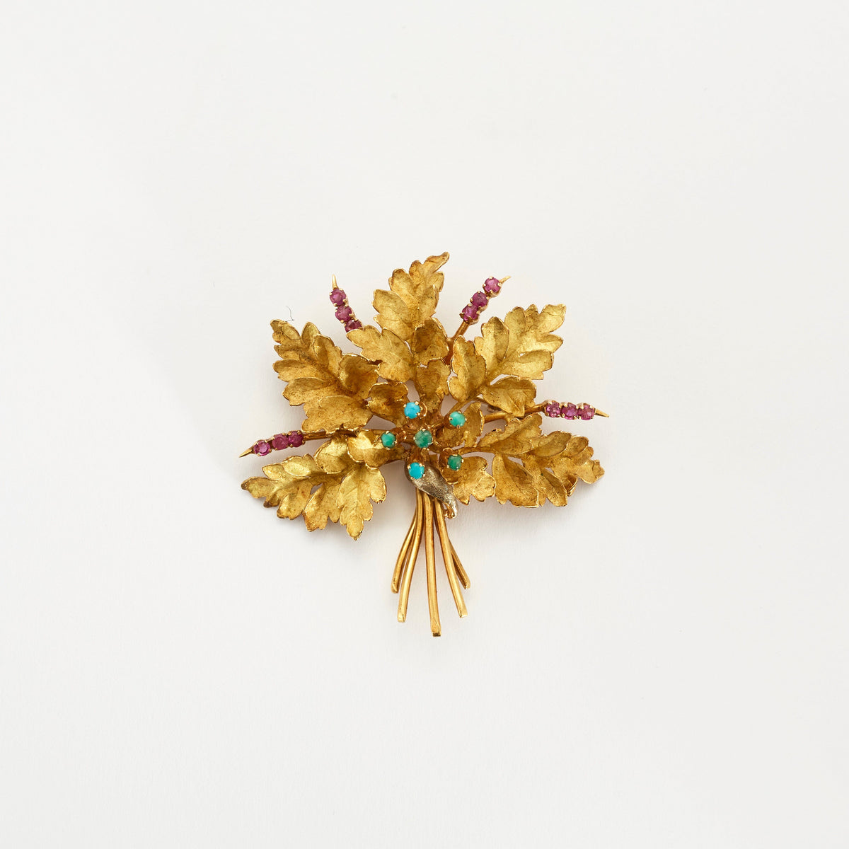 Broche En Or 18 Carats Motif Feuille - Occasion Parfait état, Bijou Or Jaune Vintage