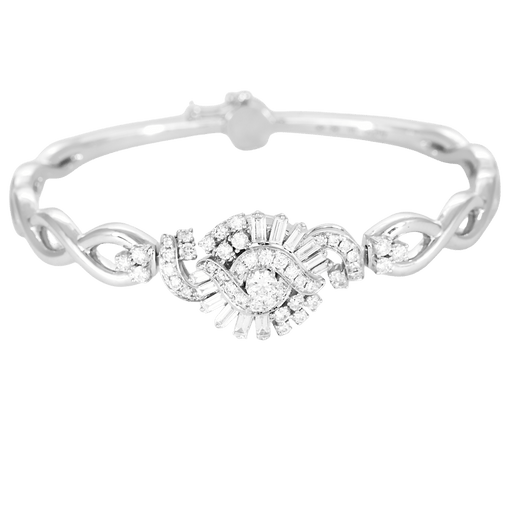 Bracelet Bracelet jonc torsadé en or blanc 18 carats et diamants 58 Facettes BO/250007/