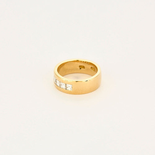 Bague 48 Bague bandeau en or jaune 18 carats et diamants taille princesse 58 Facettes