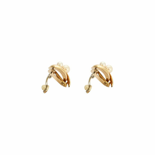 Boucles d'oreilles Boucles d'oreilles clips vintage en or jaune 18k et perles de culture 58 Facettes BO/230057/