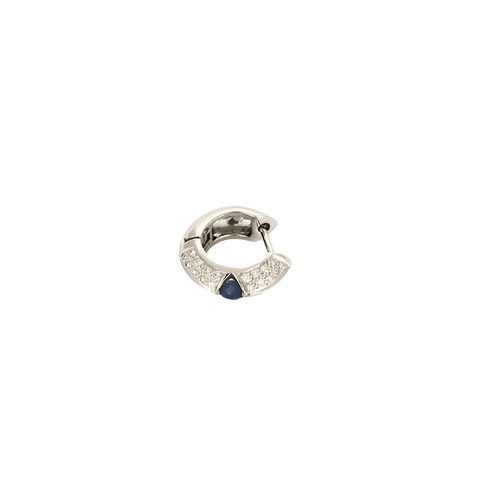 Boucles d'oreilles Boucles d'oreilles créoles en or blanc 18 carats et diamants, saphir 58 Facettes BO/250014/