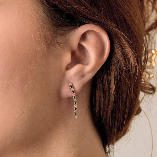 Boucles d'oreilles Boucles d'oreilles pendantes en or jaune 18k et saphirs, diamants 58 Facettes BO/250013