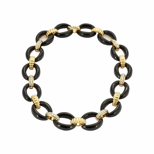 Collier Collier vintage en or jaune 18k, onyx et diamants 58 Facettes BO/230055