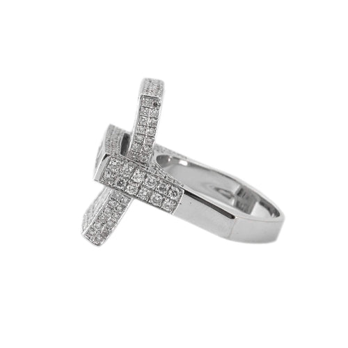 Bague 63 Bague rectangle pavée en or blanc 18k et diamants 58 Facettes BO/230027 RIV