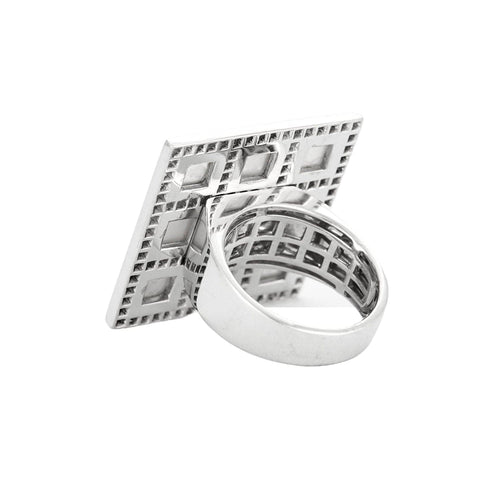Bague 53 Bague Art déco en or blanc et nacre blanche pavée de diamants 58 Facettes BO/230119