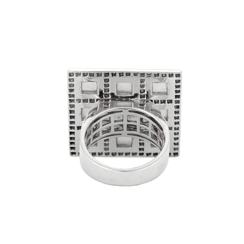 Bague 53 Bague Art déco en or blanc et nacre blanche pavée de diamants 58 Facettes BO/230119