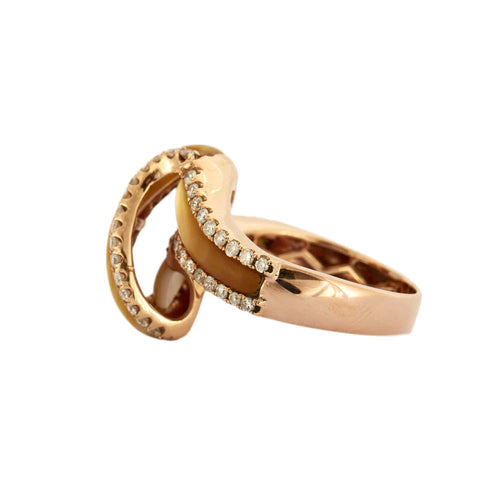 Bague 54 Bague "Galon" en or jaune 18 carats, nacre et diamants 58 Facettes BO/230066