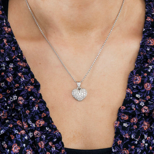 Collier Collier pendentif cœur en or blanc 18 carats et diamants 58 Facettes BO/240016