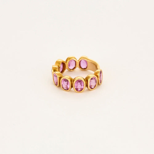 Bague 51 Bague en or jaune 18 carats sertie de saphirs roses 58 Facettes 1