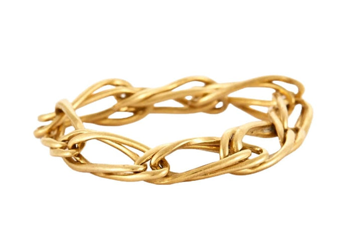 Bague 54 Bague chaîne souple en or jaune 750 58 Facettes BO/230122