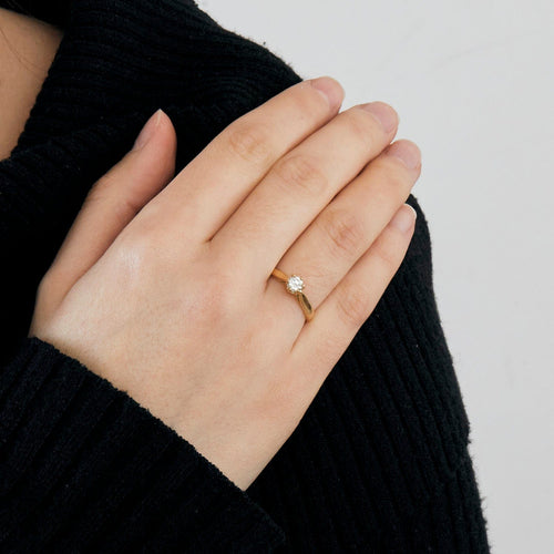 Bague 51.5 Bague solitaire en or jaune 18 carats et diamant 0,20 ct 58 Facettes BO/230022 RIV