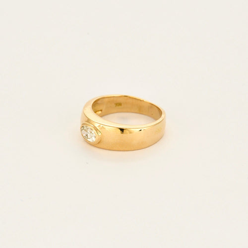 Bague 54 Bague jonc en or jaune 18 carats avec diamant ovale 0,40 ct 58 Facettes