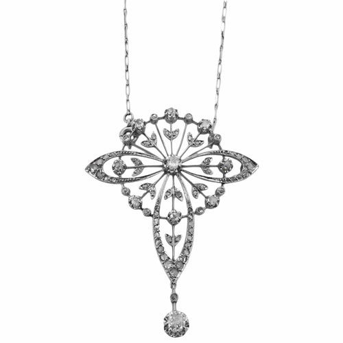 Collier Collier "Iris" ajouré à décor floral en platine et diamants 58 Facettes BO/230021/