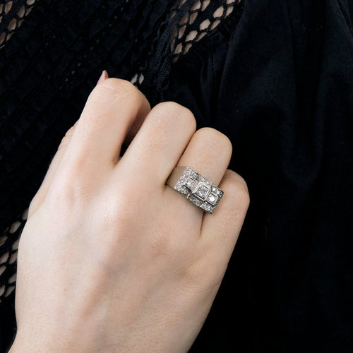 Bague 51 Bague des années 1940 en or gris et diamants 58 Facettes DV7242-3-51-2