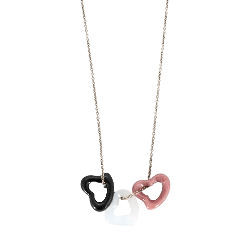 Collier TIFFANY & ELSA PERETTI - Open Heart- argent, onyx, rhodonite et calcédoine 58 Facettes DV3020-18