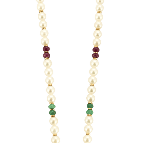 Collier Collier motif floral en or jaune et perles de culture, pierres précieuses 58 Facettes BO/250008