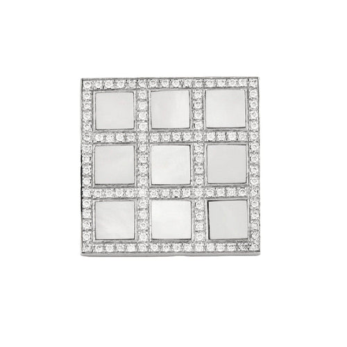 Bague 53 Bague Art déco en or blanc et nacre blanche pavée de diamants 58 Facettes BO/230119