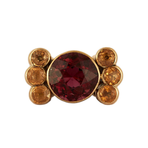 Bague 50.5 Bague Giorgia vintage en or jaune 18 carats et grenat, topazes 58 Facettes BO/230014 STA