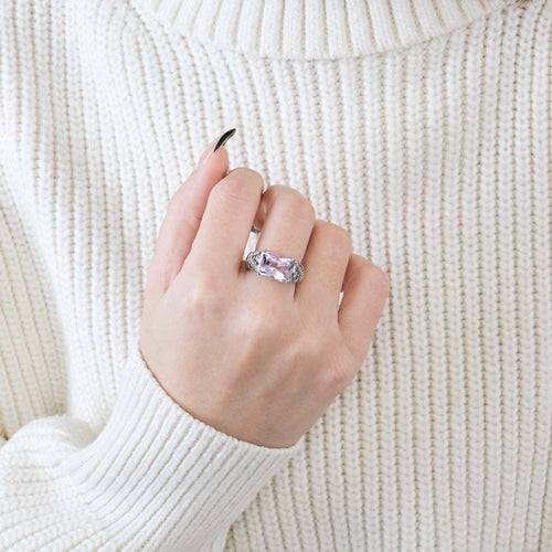 Bague 51 Bague sertie d’améthyste en or blanc 18 carats et diamants 58 Facettes BO/240023