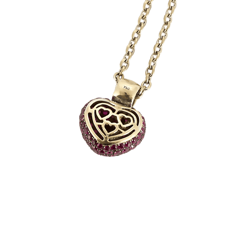 Collier Collier pendentif cœur en or blanc 18 carats, rubis et diamants 58 Facettes BO/250017//