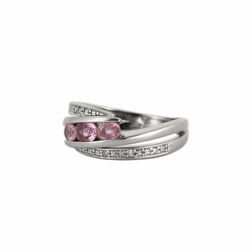 Bague 51 Bague Dimona en or blanc 18k, saphirs roses et diamants 58 Facettes BO/230063