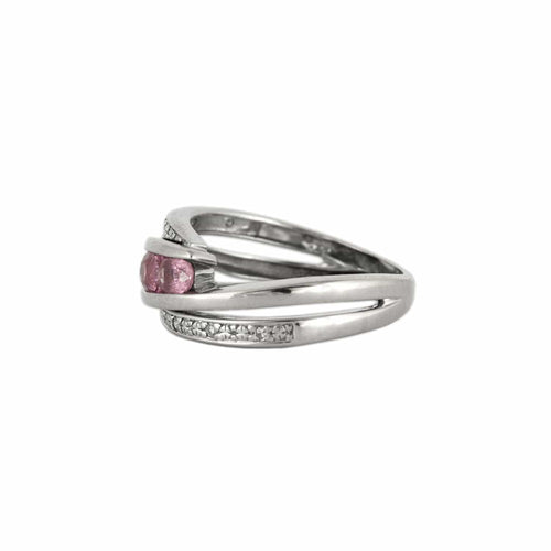 Bague 51 Bague Dimona en or blanc 18k, saphirs roses et diamants 58 Facettes BO/230063