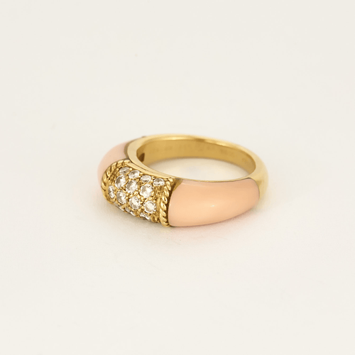 VAN CLEEF & ARPELS - Bague philippines or jaune corail peau d'ange et diamants
