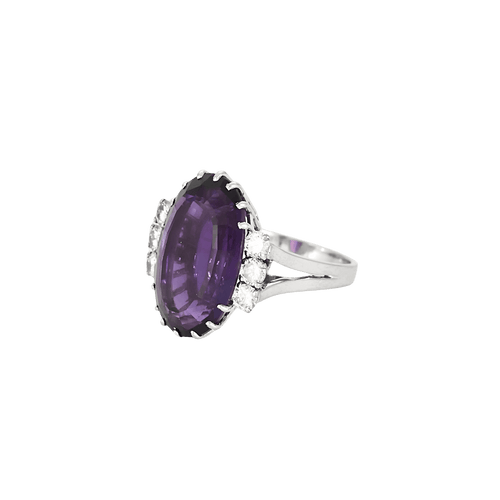 Bague 50 Bague sertie d’améthyste en or blanc 18k et diamants 58 Facettes BO/250006/
