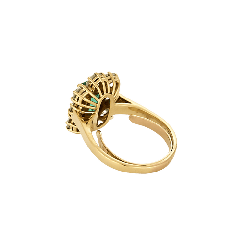 Bague 54 Bague marguerite en or jaune 18 carats et émeraude, diamants 58 Facettes BO/250003/