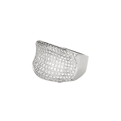 Bague 54 Bague jonc large pavée en or blanc et diamants 58 Facettes BO/250009/