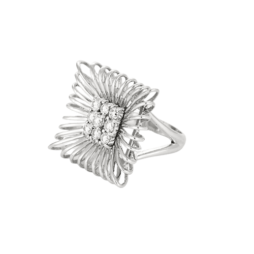Bague 51 Bague vintage années 60/70 en or blanc 18 carats et diamants 58 Facettes BO/240041