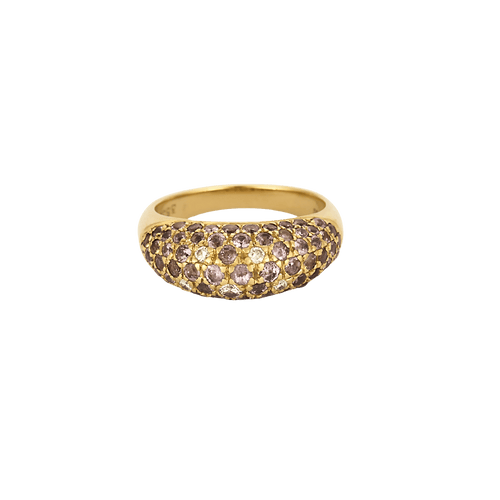 Bague 51 Poiray - Bague jonc dôme pavée en or jaune 18k, diamants et saphirs 58 Facettes BO/250018/