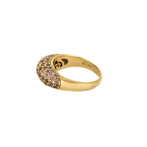 Bague 51 Poiray - Bague jonc dôme pavée en or jaune 18k, diamants et saphirs 58 Facettes BO/250018/