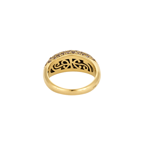 Bague 51 Poiray - Bague jonc dôme pavée en or jaune 18k, diamants et saphirs 58 Facettes BO/250018/